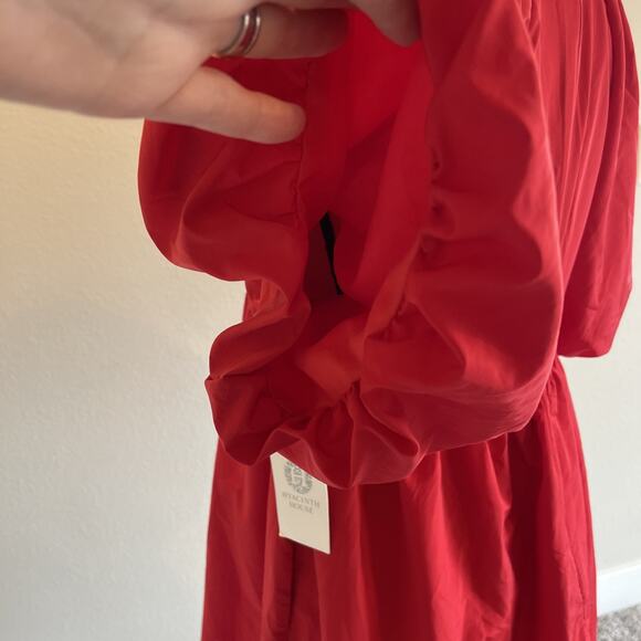 Tuckernuck Hyacinth House Courtney Red Shirred Bodice Mini Dress Sz Medium - Picture 5 of 12